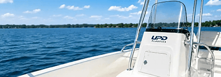 Center console boat with windshield