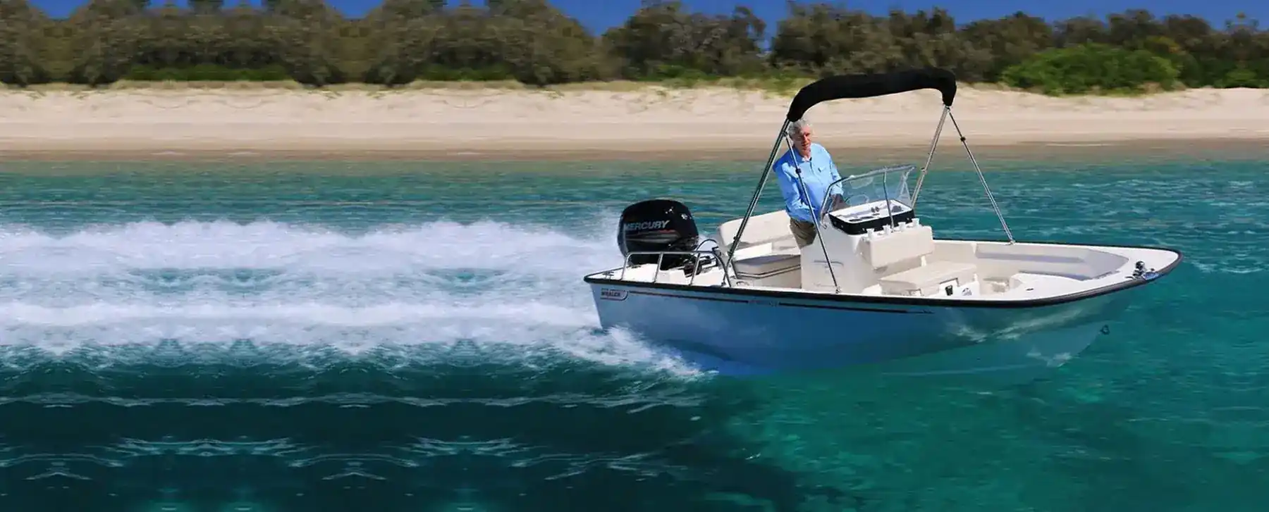 man takes a boat ride